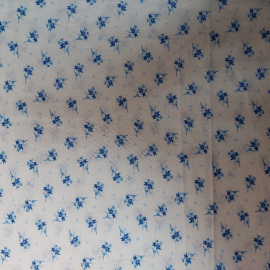 Ткань х/б (ситец), белый в синий цветок, 80х240см (СССР).